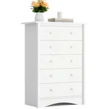 Tall Dresser, 5 Drawers, White