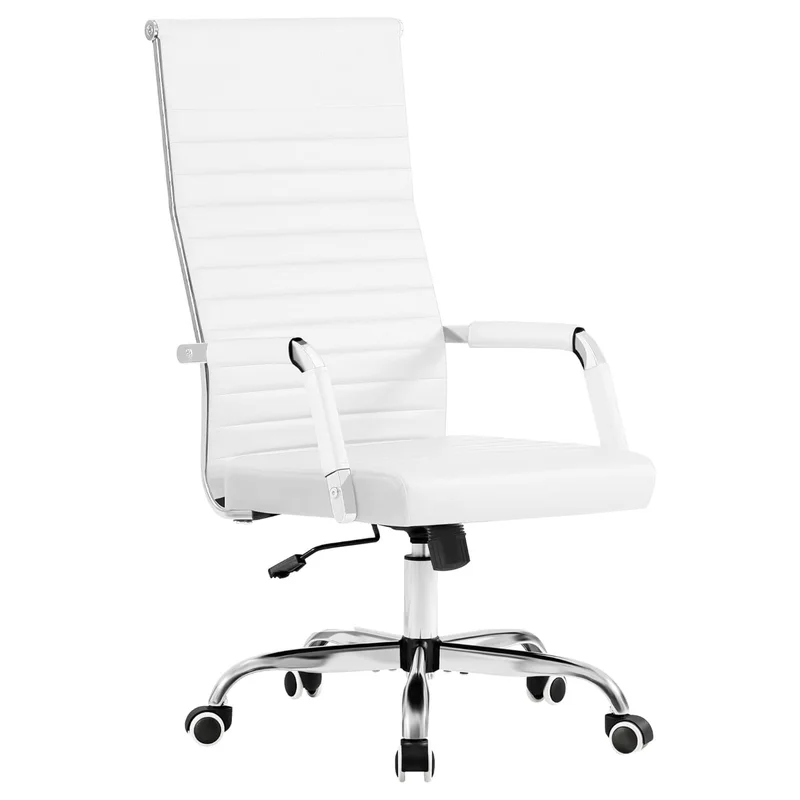 Furmax Ribbed High-Back Chair, White, White, product photo