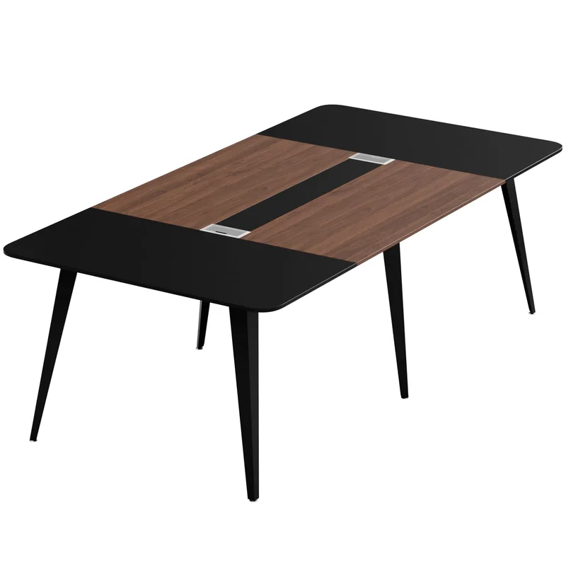 Furmax 8 ft Conference Table, Black & Walnut, product photo