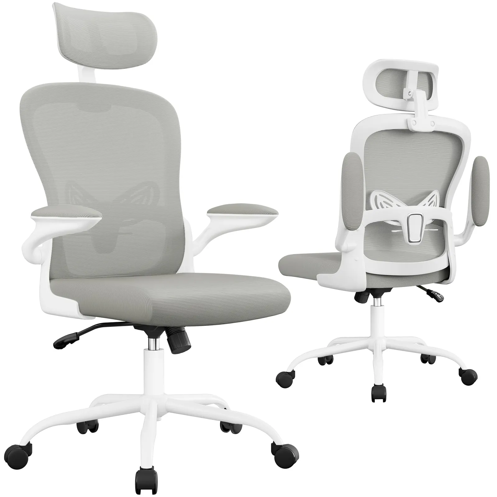Furmax Mesh High-Back Chair, Light Gray, product photo