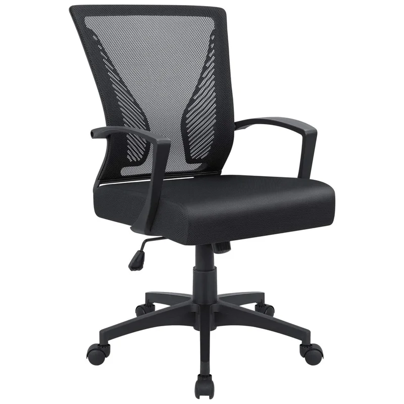 Furmax Mesh Mid-Back Chair, Black, single chair, product photo