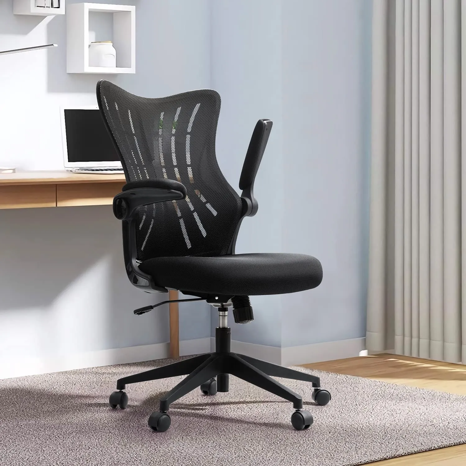 Furmax Mesh Drafting Chair, Dark Brown, in a room