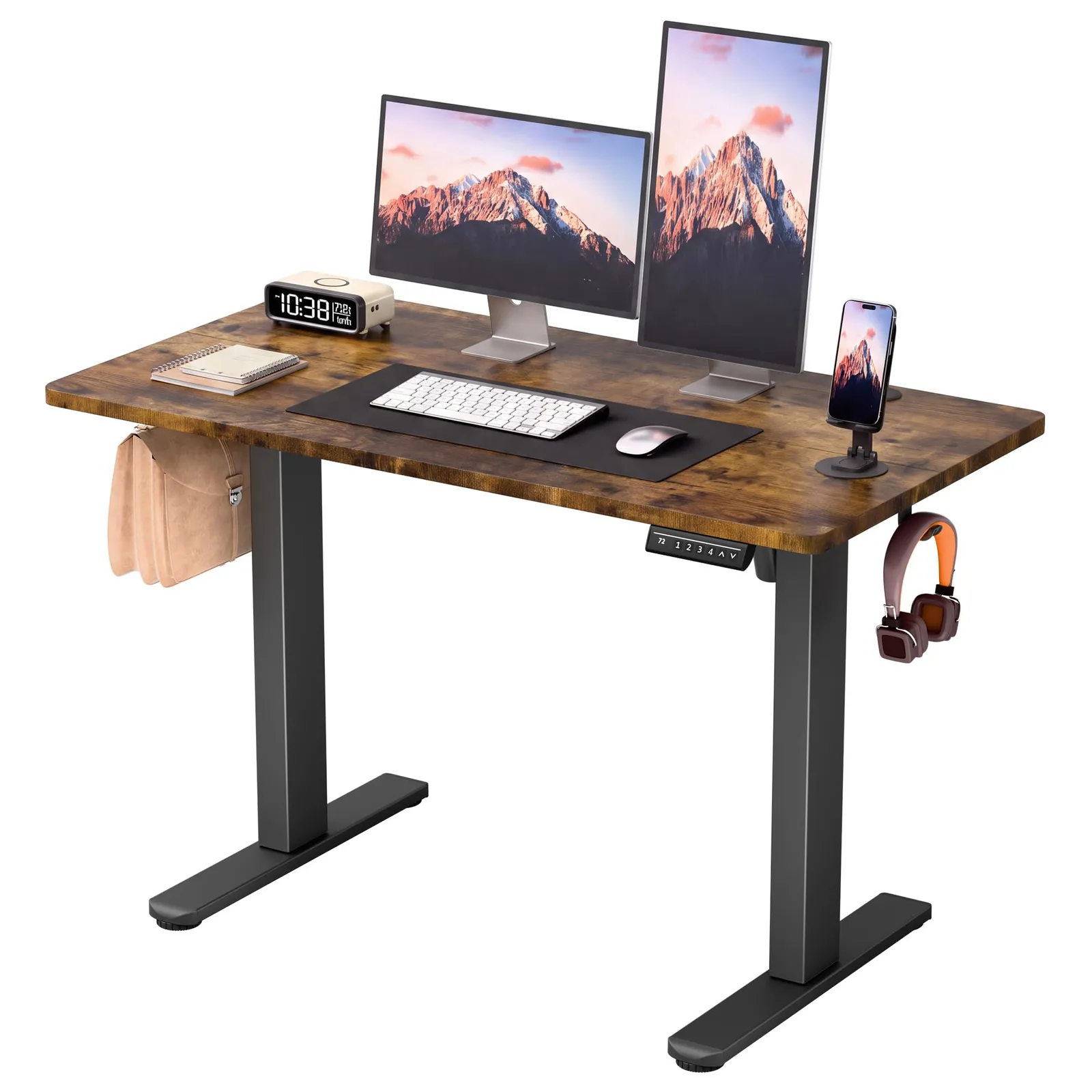 Furmax Standing Desk with Phone Holder, Rustic Brown, 45" with Phone Holder, product photo