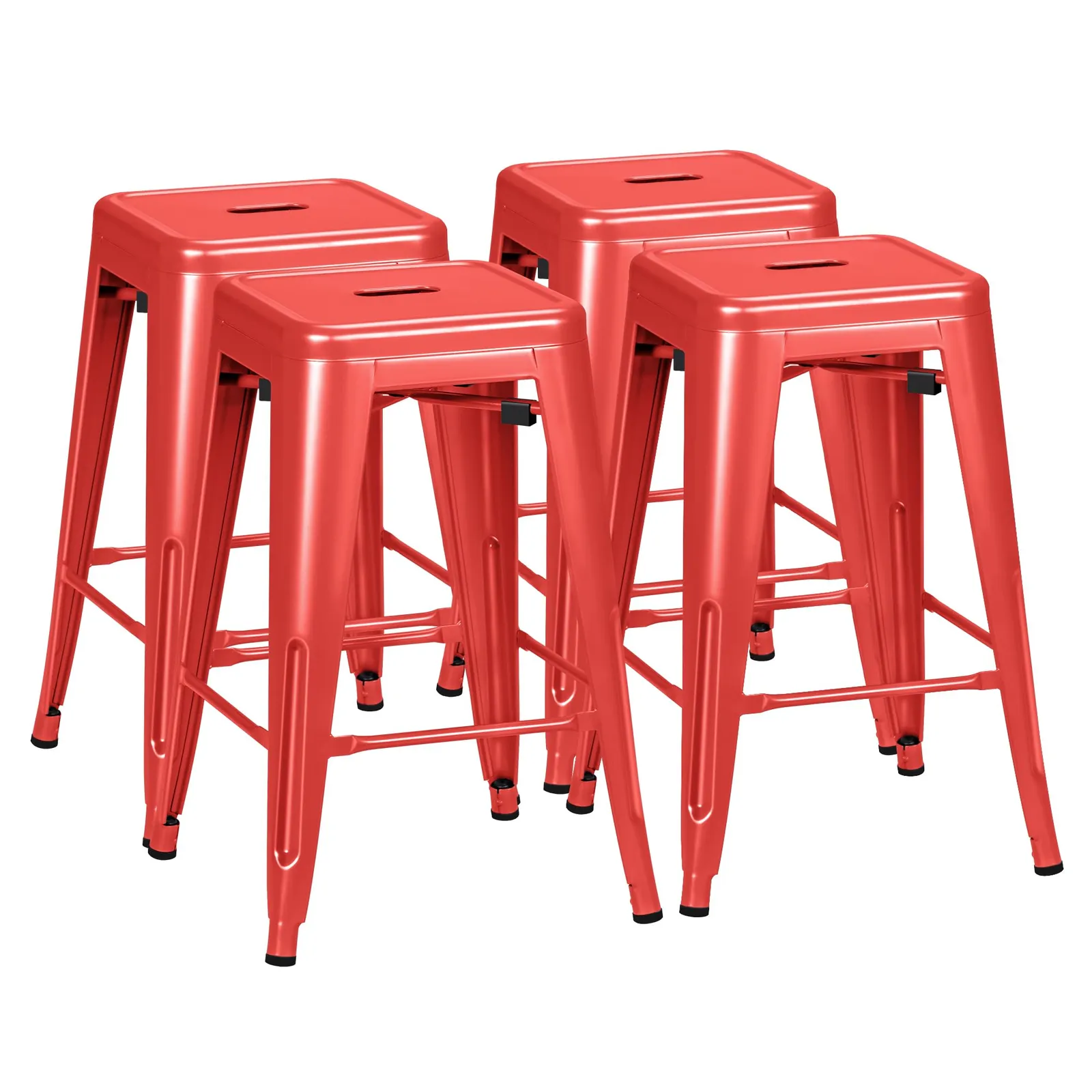 Furmax Metal Counter Stools 24 in, Red, 24 Inches, product photo