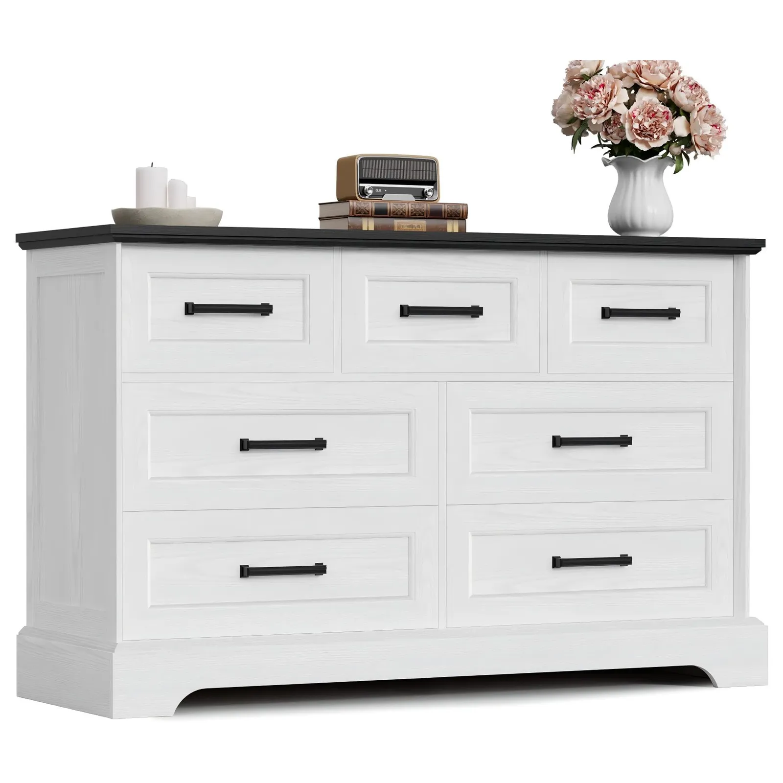 Furmax Farmhouse Dresser 7, White and Black, product photo
