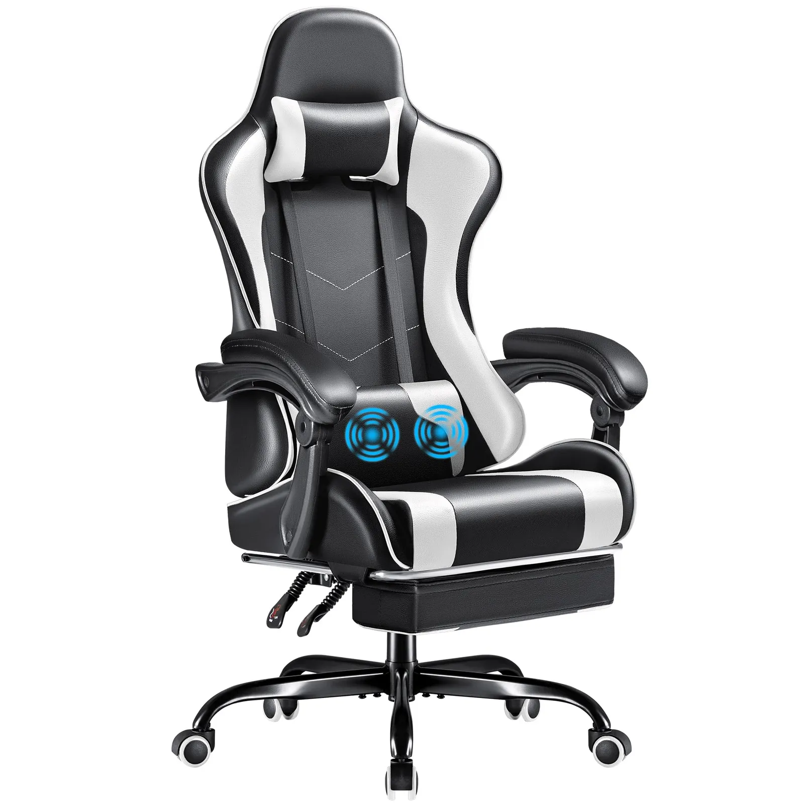 Furmax Footrest Gaming Chair, White, product photo
