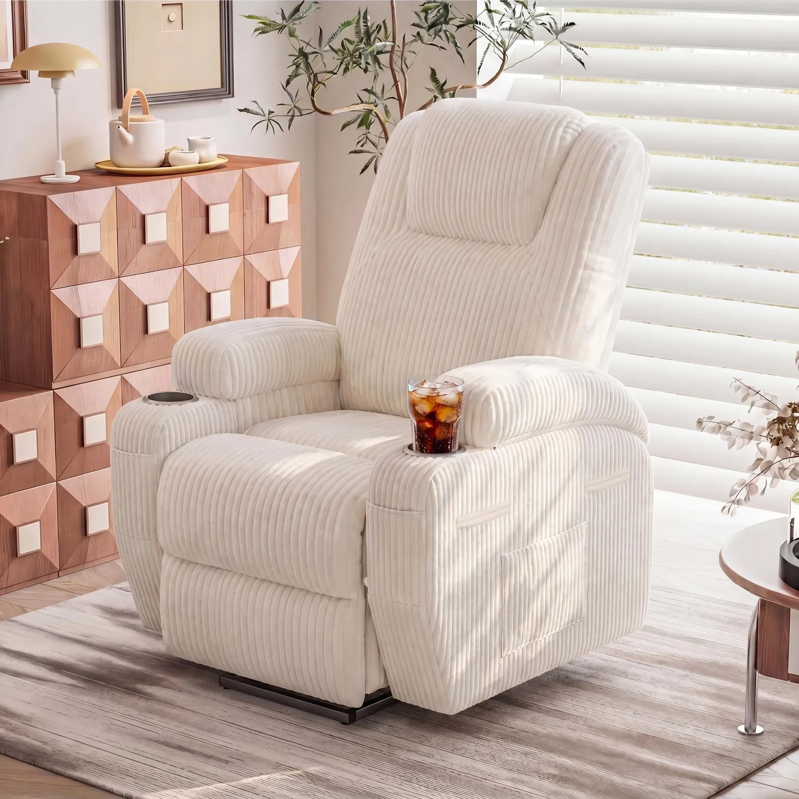 Furmax Power Lift Recliner, White, in a room